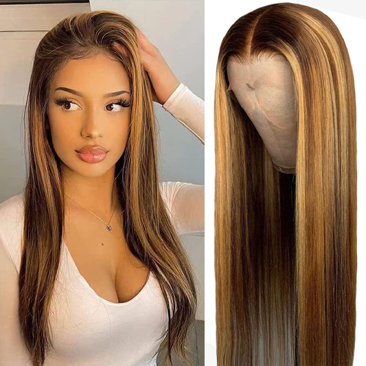 RomaNike Highlight Wig Straight Wig 4x4 Lace Closure Wig