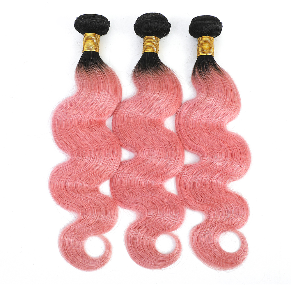 ROMANIKE 1B Pink Body Wave Hair Weave 3 Bundle