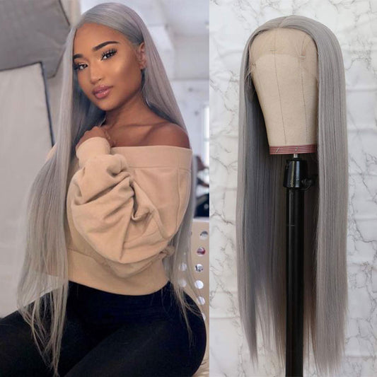 RomaNike Grey Color 13x4 Lace Front Wig Straight Wig Human Hair Wig