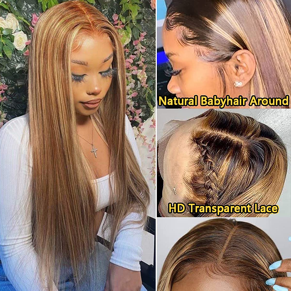 RomaNike Highlight Wig  Straight Wig 13x4 Lace Front Wig