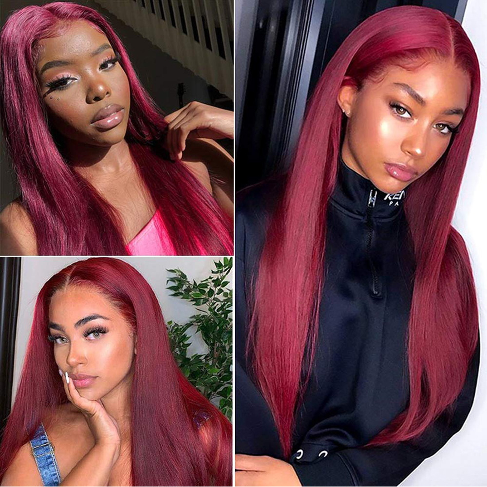 RomaNike 99J Straight Hair Wig 4x4 Lace Closure Wig