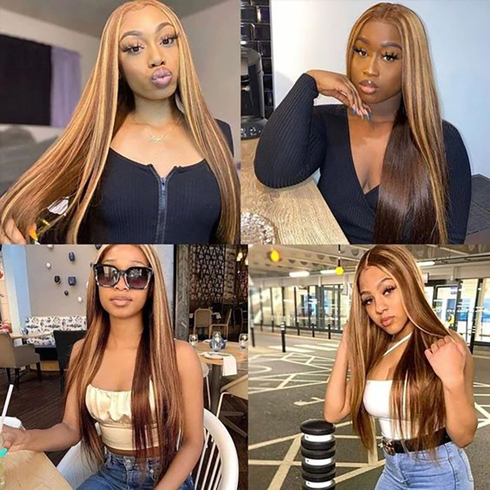 RomaNike Highlight Wig  Straight Wig 13x4 Lace Front Wig