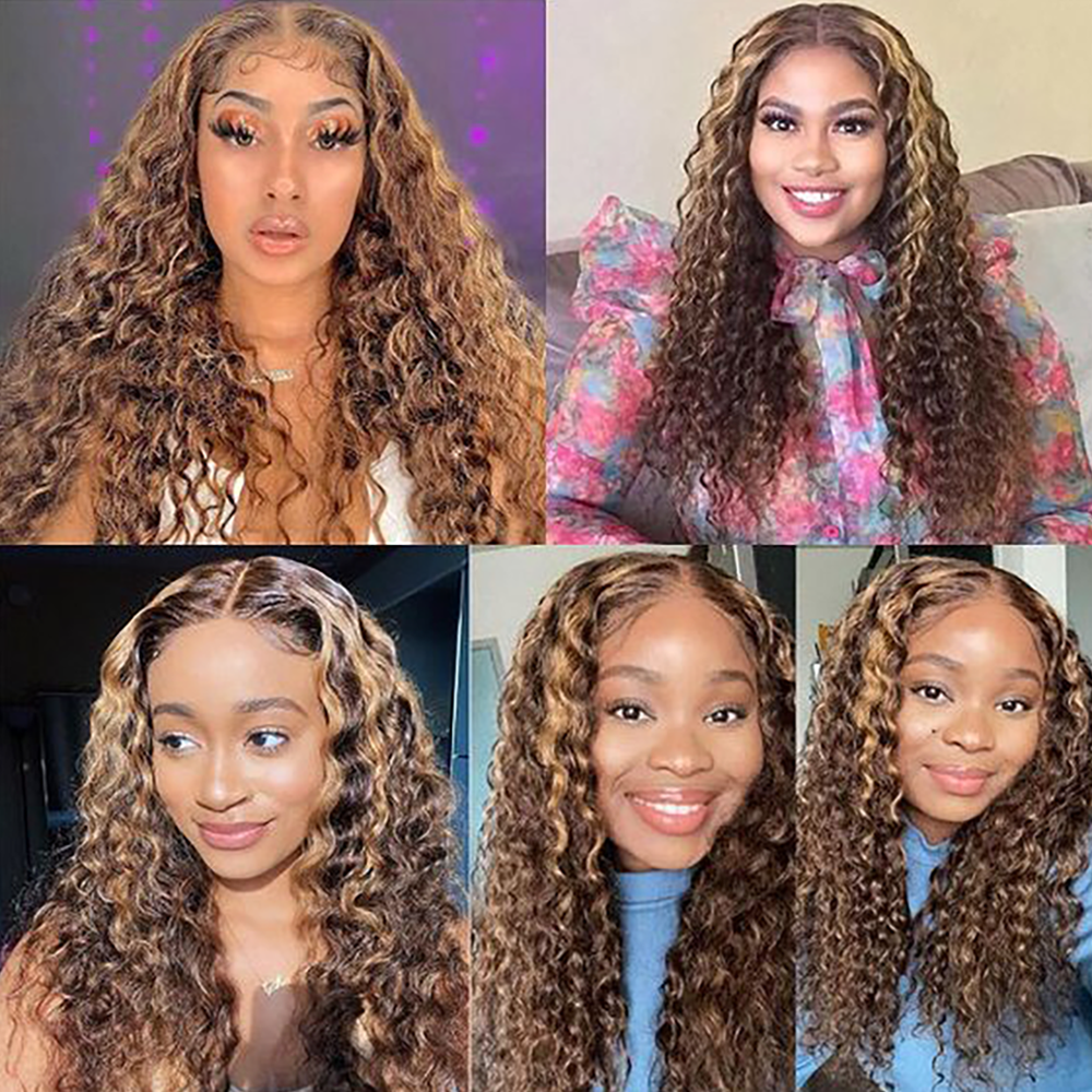 RomaNike Highlight Wig Deep Wave Wig 13x4 Lace Front Wig