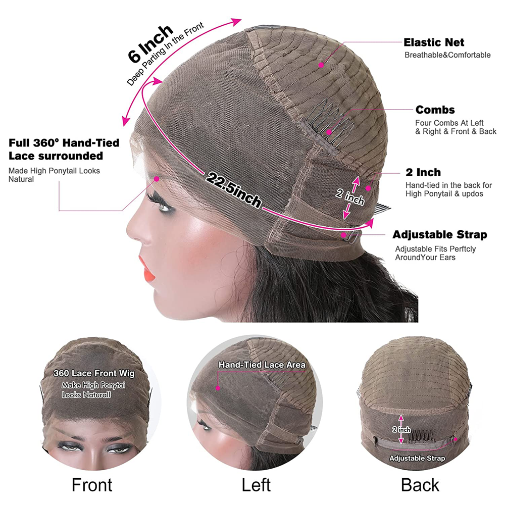 RomaNike 360 Lace Frontal Wig Kinky Straight Frontal Wig