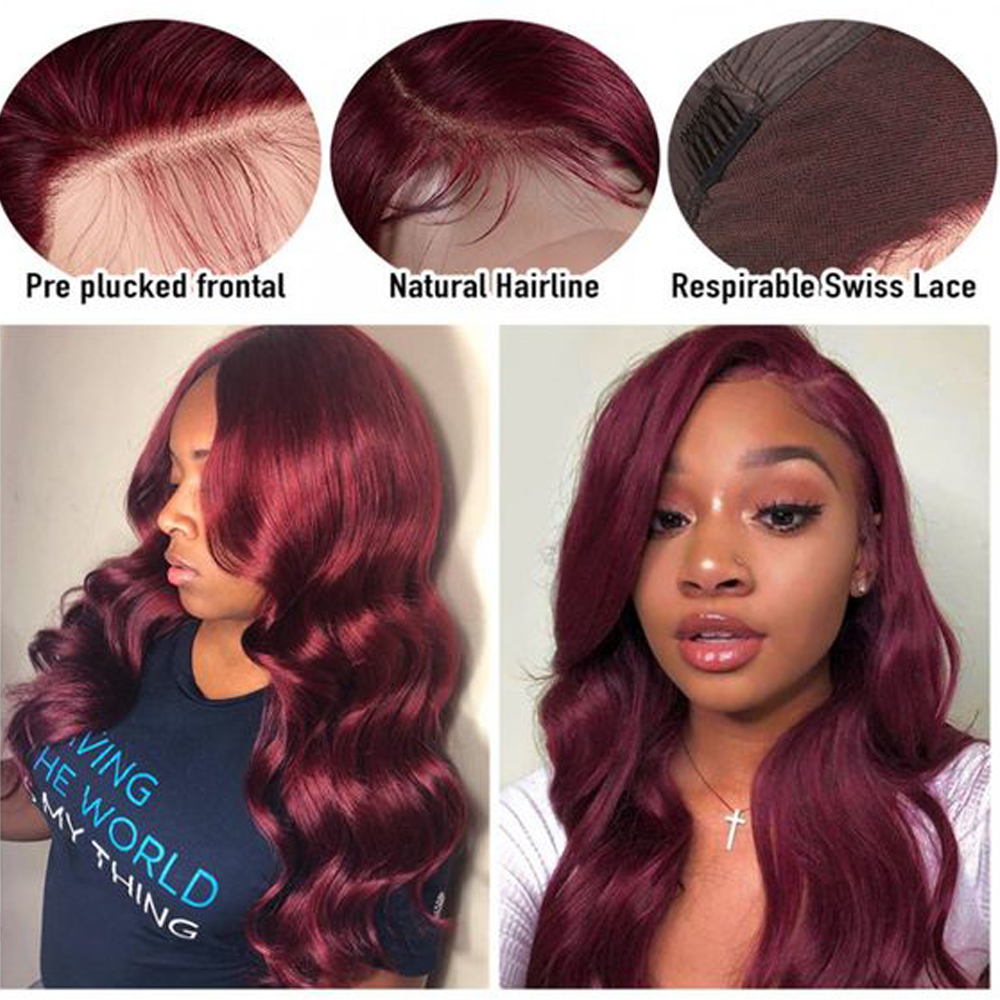 RomaNike 99J Wig Body Wave Lace Closure Wig 4x4 Lace Closure Wig