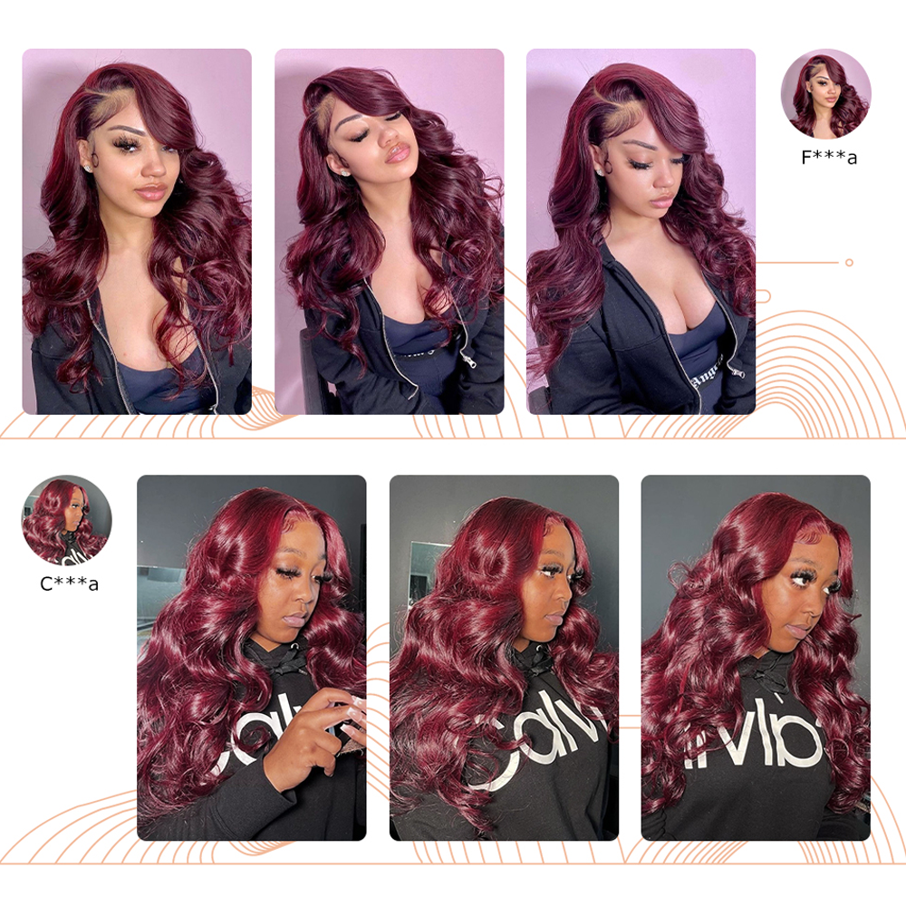 RomaNike 99J Wig Body Wave Lace Closure Wig 4x4 Lace Closure Wig
